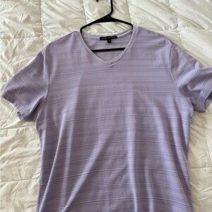 Robert Barakett Lavender Striped V-Neck Tee
